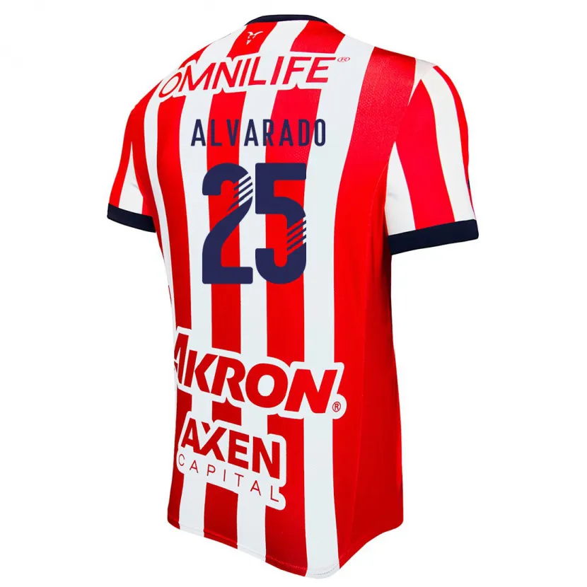 Danxen Hombre Camiseta Roberto Alvarado #25 Rojo Blanco Azul 1ª Equipación 2024/25 La Camisa México