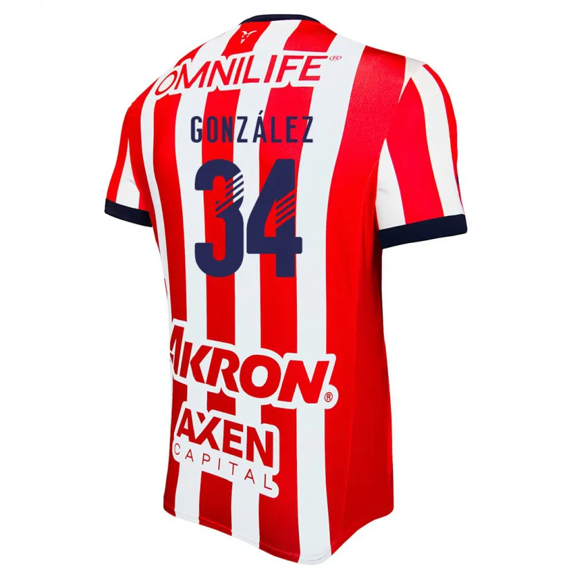 Danxen Hombre Camiseta Armando González #34 Rojo Blanco Azul 1ª Equipación 2024/25 La Camisa México