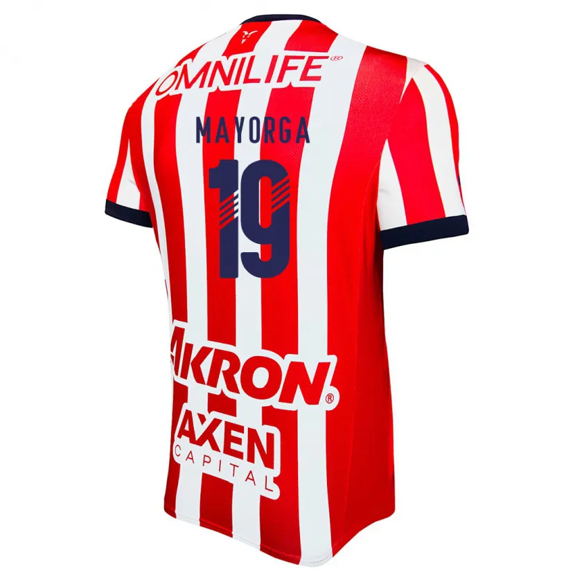 Danxen Hombre Camiseta Alejandro Mayorga #19 Rojo Blanco Azul 1ª Equipación 2024/25 La Camisa México
