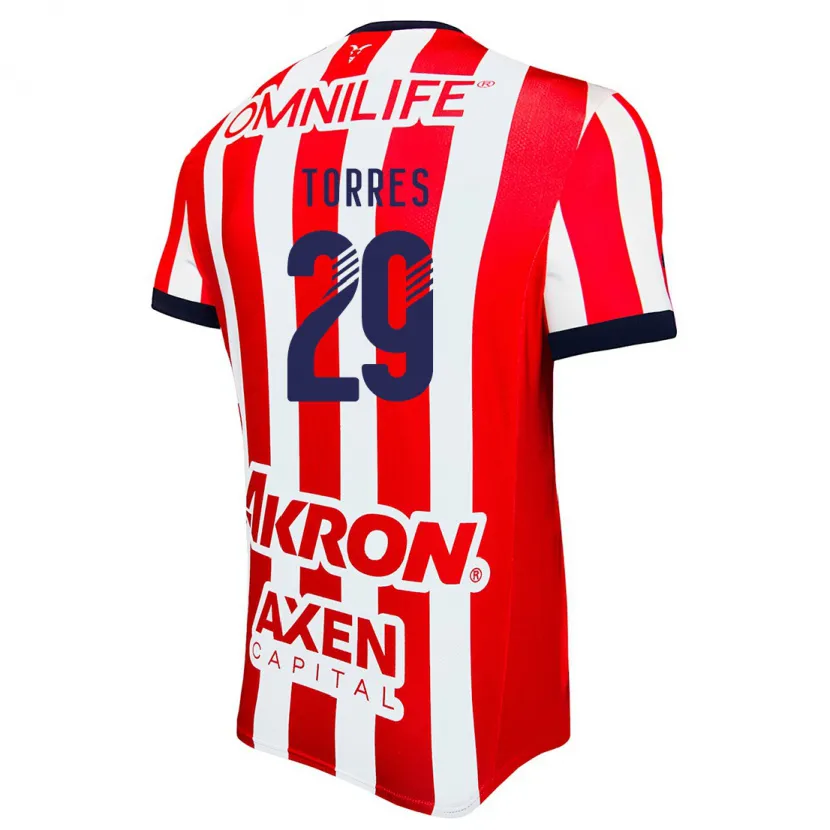 Danxen Hombre Camiseta Alan Torres #29 Rojo Blanco Azul 1ª Equipación 2024/25 La Camisa México