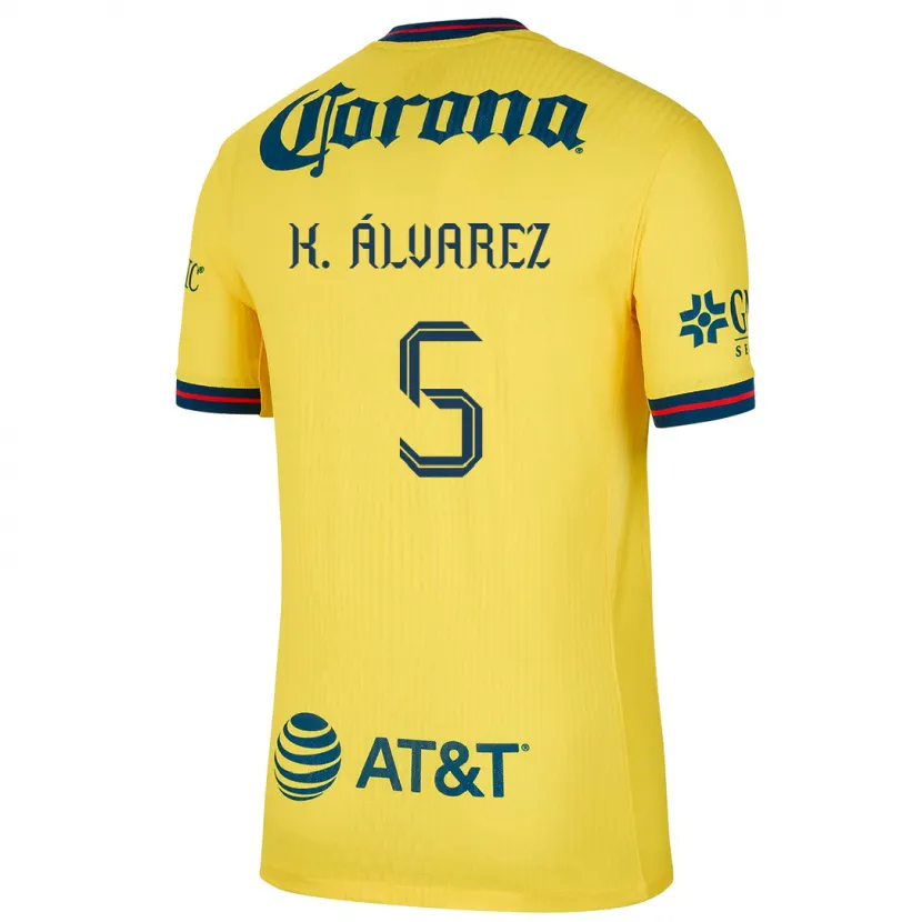 Danxen Hombre Camiseta Kevin Álvarez #5 Amarillo Azul 1ª Equipación 2024/25 La Camisa México
