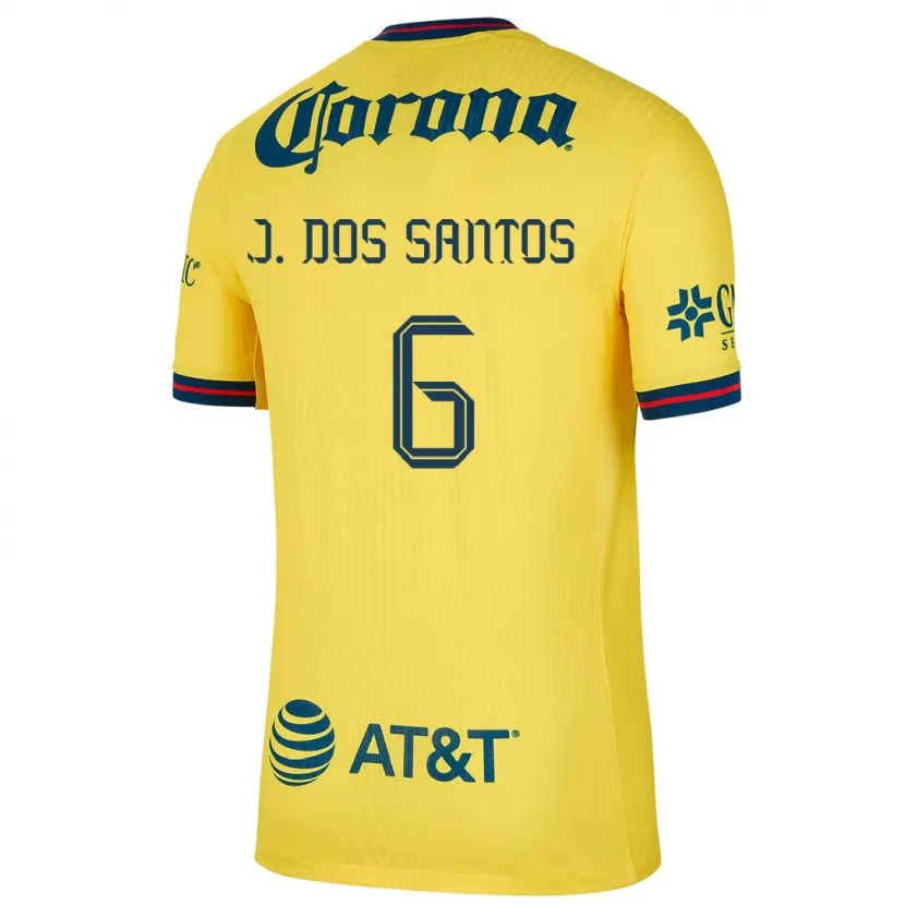 Danxen Hombre Camiseta Jonathan Dos Santos #6 Amarillo Azul 1ª Equipación 2024/25 La Camisa México