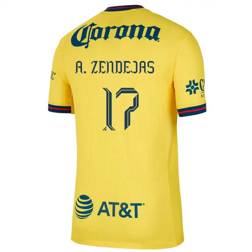 Danxen Hombre Camiseta Álex Zendejas #17 Amarillo Azul 1ª Equipación 2024/25 La Camisa México