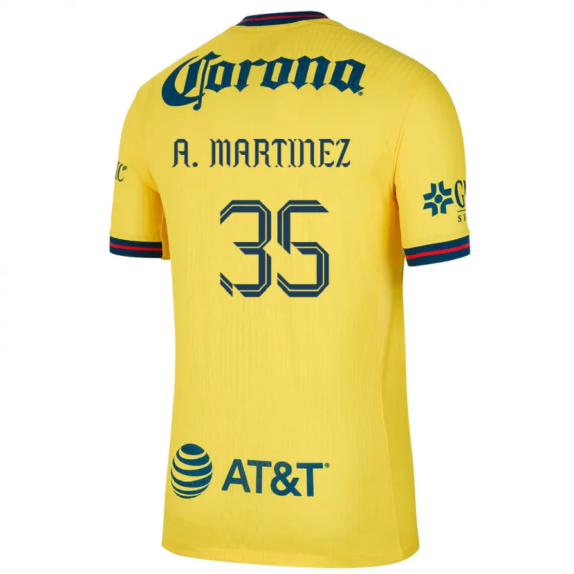 Danxen Hombre Camiseta Arturo Martínez #35 Amarillo Azul 1ª Equipación 2024/25 La Camisa México