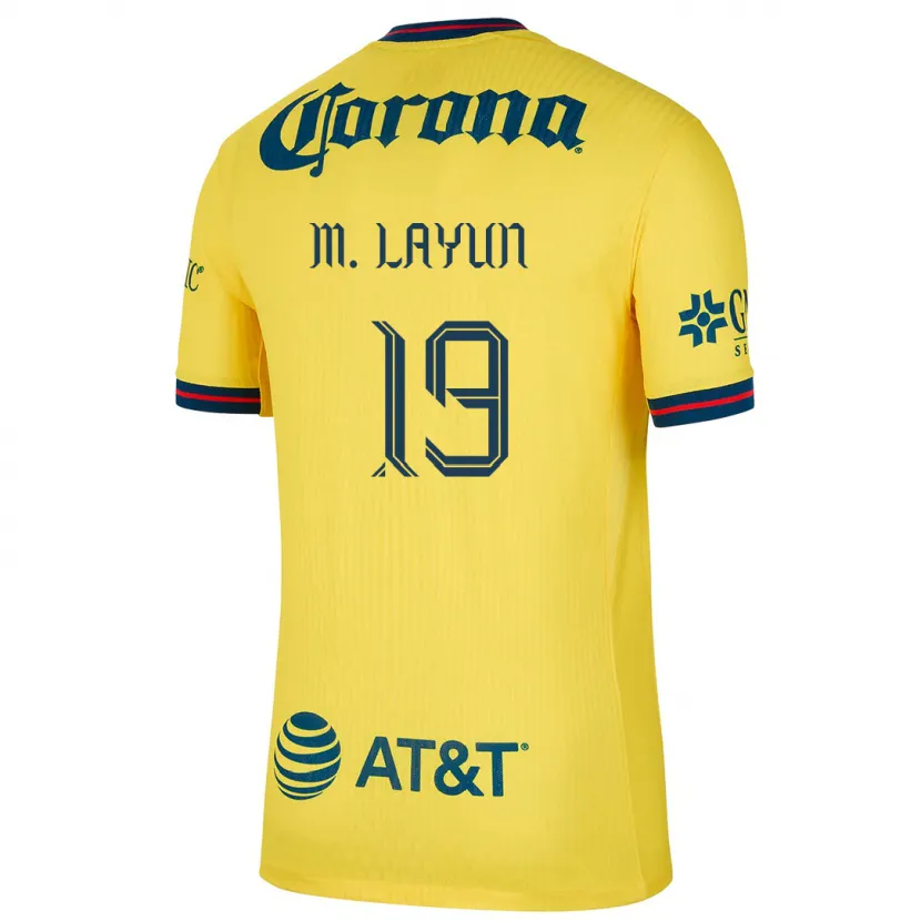 Danxen Hombre Camiseta Miguel Layún #19 Amarillo Azul 1ª Equipación 2024/25 La Camisa México