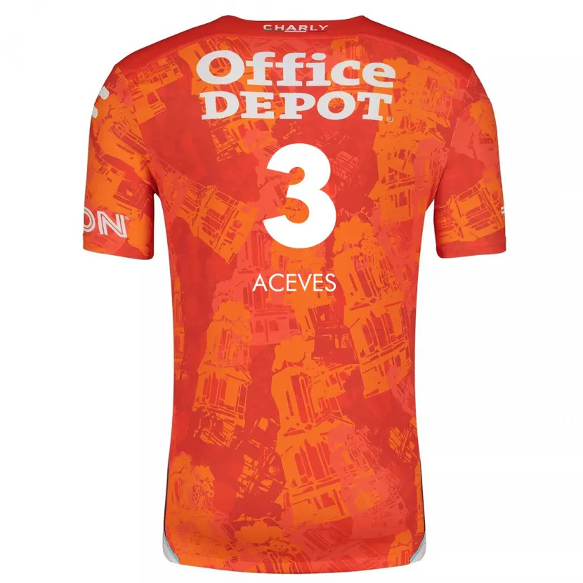 Danxen Hombre Camiseta Alonso Aceves #3 Naranja Blanco 2ª Equipación 2024/25 La Camisa México
