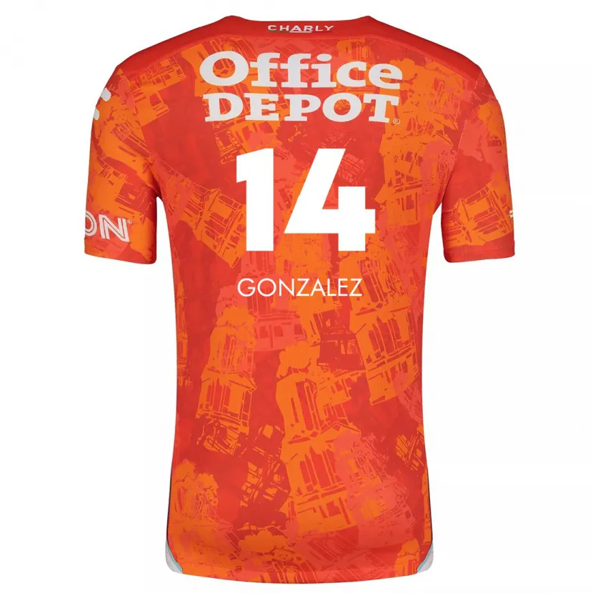 Danxen Hombre Camiseta Arturo González #14 Naranja Blanco 2ª Equipación 2024/25 La Camisa México