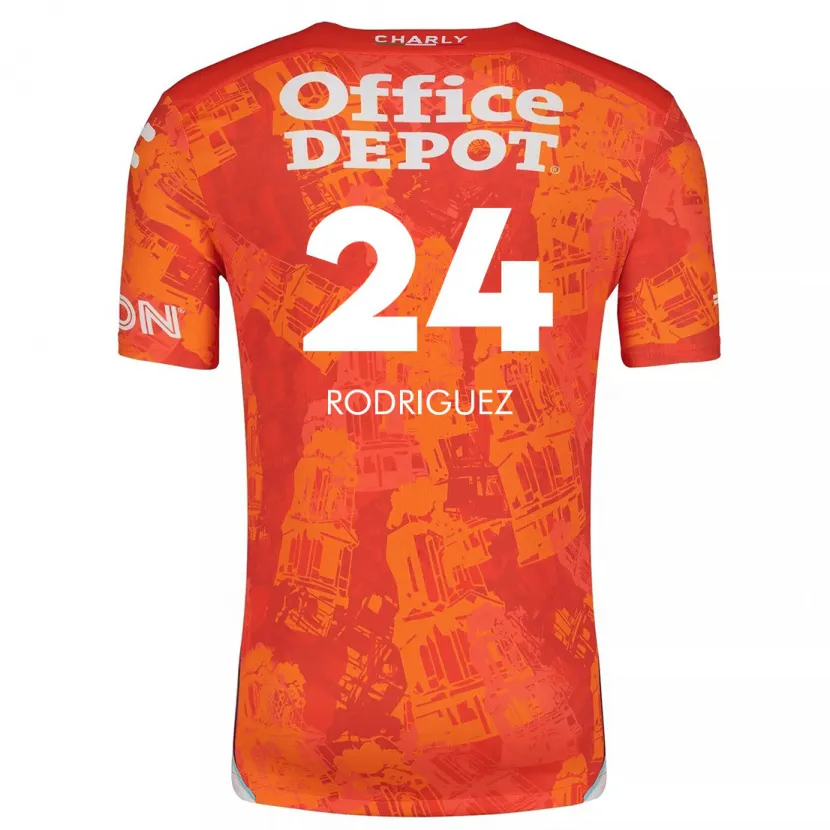 Danxen Hombre Camiseta Luis Rodríguez #24 Naranja Blanco 2ª Equipación 2024/25 La Camisa México