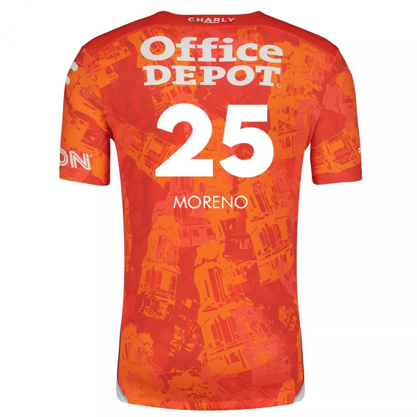 Danxen Hombre Camiseta Carlos Moreno #25 Naranja Blanco 2ª Equipación 2024/25 La Camisa México
