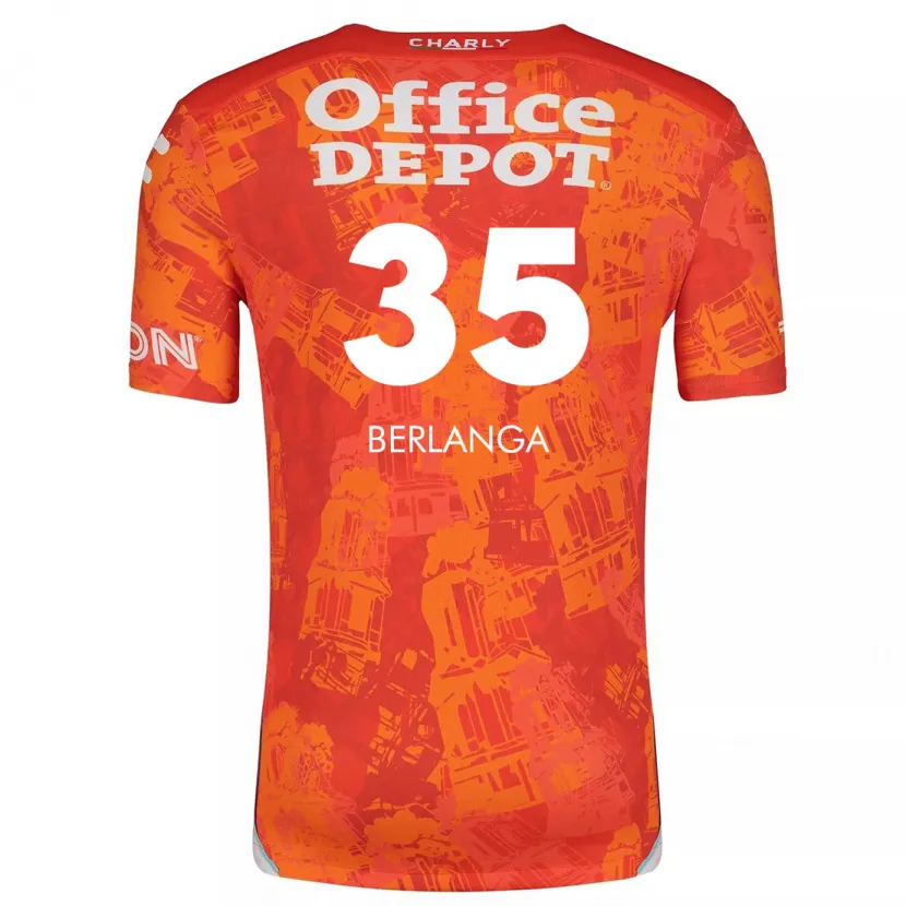 Danxen Hombre Camiseta Jorge Berlanga #35 Naranja Blanco 2ª Equipación 2024/25 La Camisa México