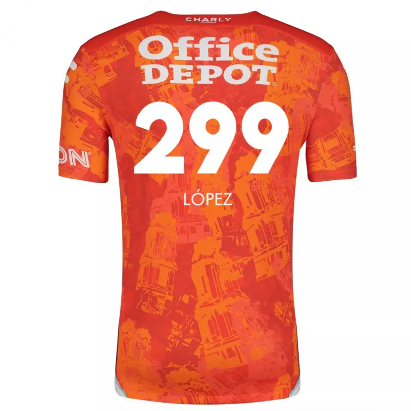 Danxen Hombre Camiseta Santiago López #299 Naranja Blanco 2ª Equipación 2024/25 La Camisa México