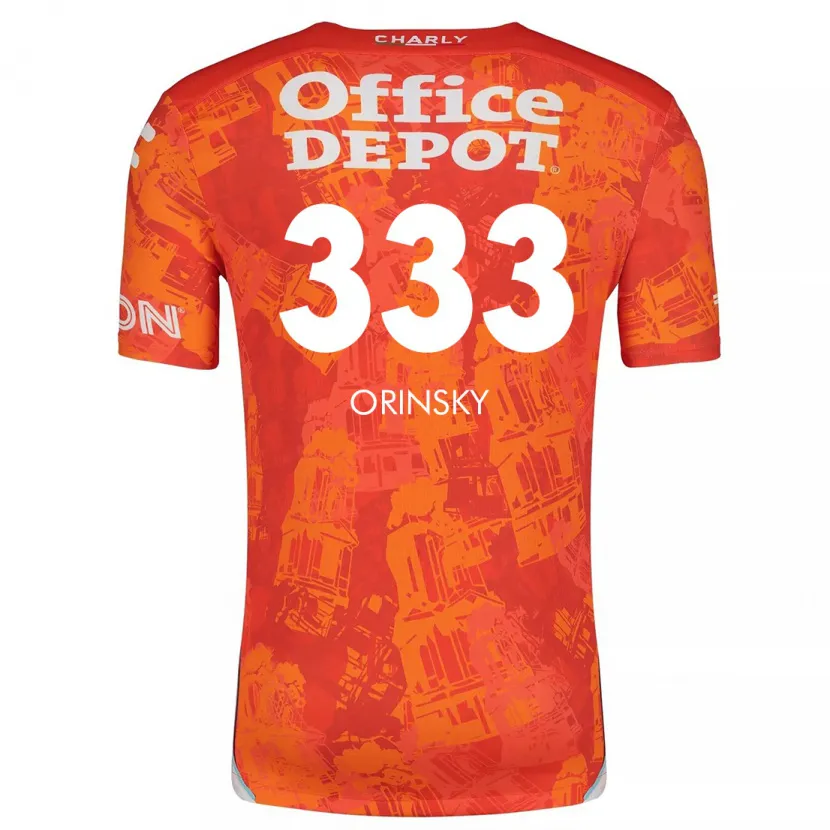 Danxen Hombre Camiseta Edson Orinsky #333 Naranja Blanco 2ª Equipación 2024/25 La Camisa México