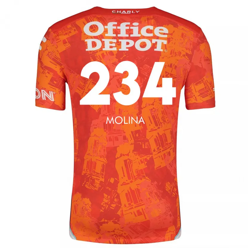 Danxen Hombre Camiseta Yoshimar Molina #234 Naranja Blanco 2ª Equipación 2024/25 La Camisa México
