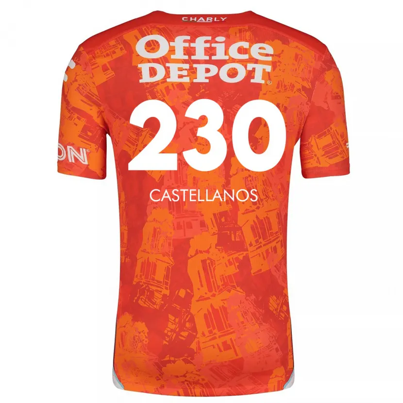 Danxen Hombre Camiseta Edson Castellanos #230 Naranja Blanco 2ª Equipación 2024/25 La Camisa México