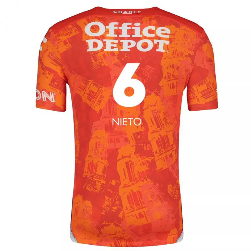 Danxen Hombre Camiseta Karla Nieto #6 Naranja Blanco 2ª Equipación 2024/25 La Camisa México