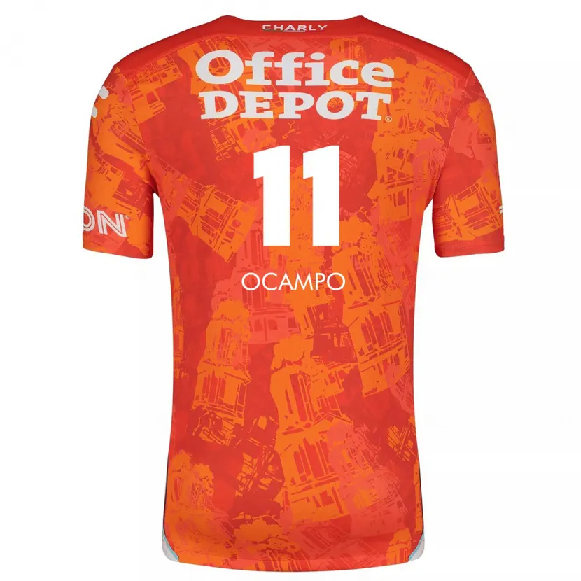 Danxen Hombre Camiseta Mónica Ocampo #11 Naranja Blanco 2ª Equipación 2024/25 La Camisa México