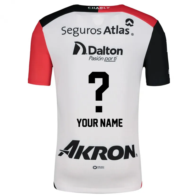Danxen Hombre Camiseta Su Nombre #0 Blanco Rojo Negro 2ª Equipación 2024/25 La Camisa México