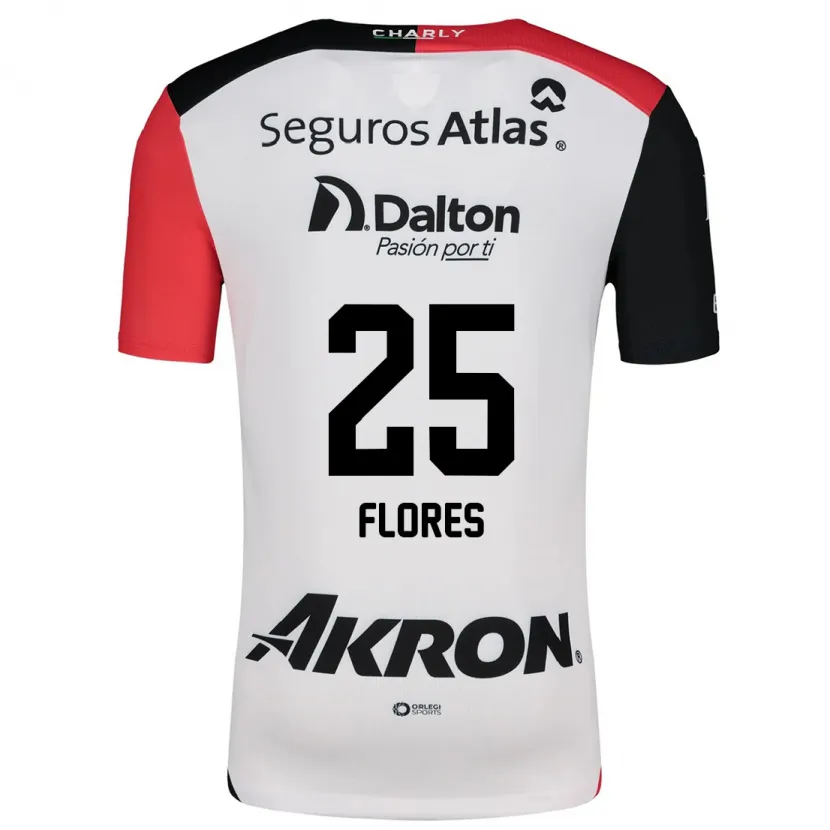 Danxen Hombre Camiseta Leonardo Flores #25 Blanco Rojo Negro 2ª Equipación 2024/25 La Camisa México