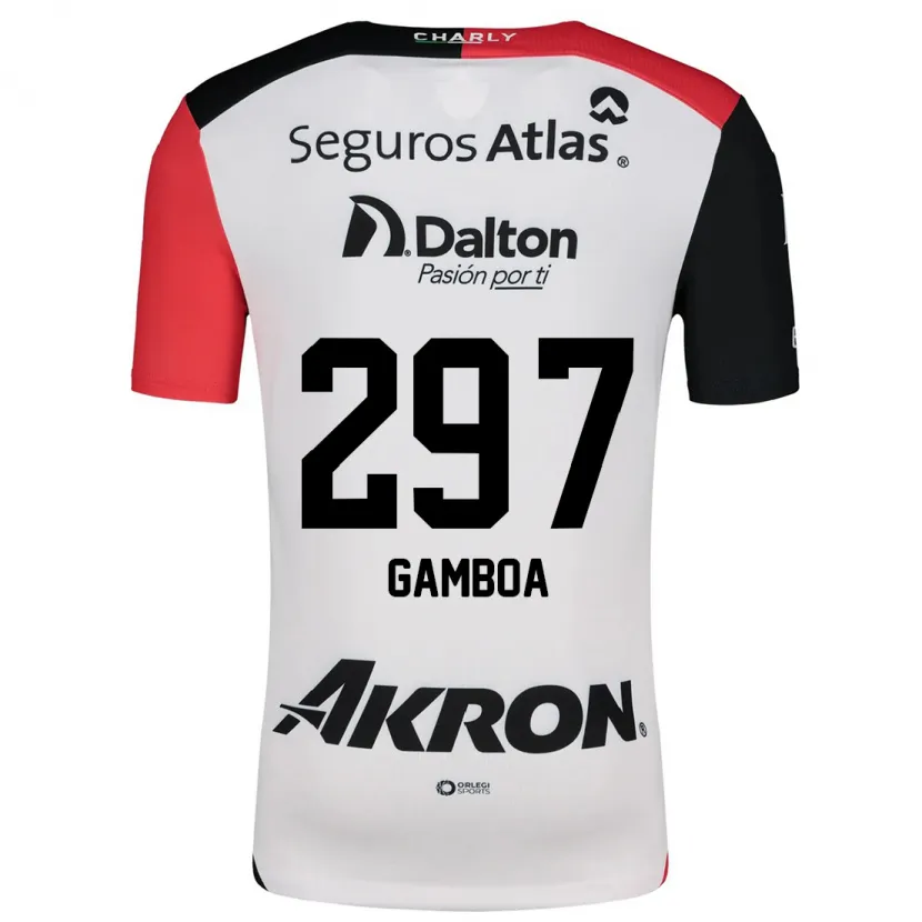 Danxen Hombre Camiseta Luis Gamboa #297 Blanco Rojo Negro 2ª Equipación 2024/25 La Camisa México
