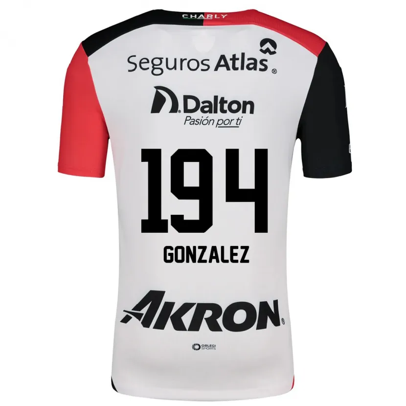 Danxen Hombre Camiseta Andrés González #194 Blanco Rojo Negro 2ª Equipación 2024/25 La Camisa México