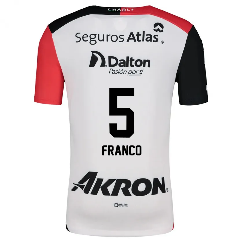 Danxen Hombre Camiseta Alejandra Franco #5 Blanco Rojo Negro 2ª Equipación 2024/25 La Camisa México
