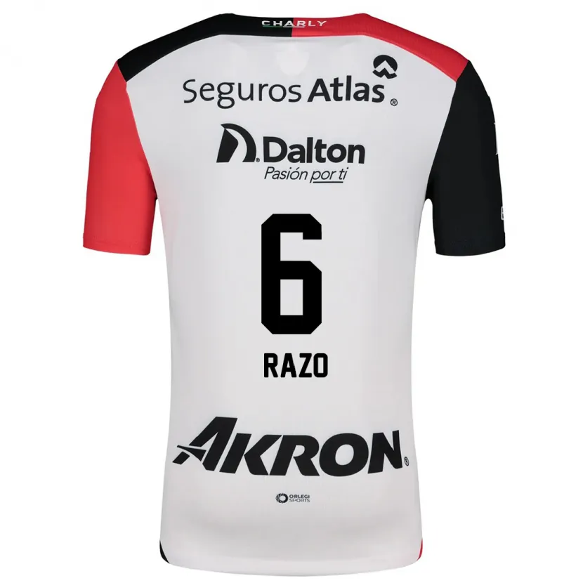 Danxen Hombre Camiseta Valeria Razo #6 Blanco Rojo Negro 2ª Equipación 2024/25 La Camisa México