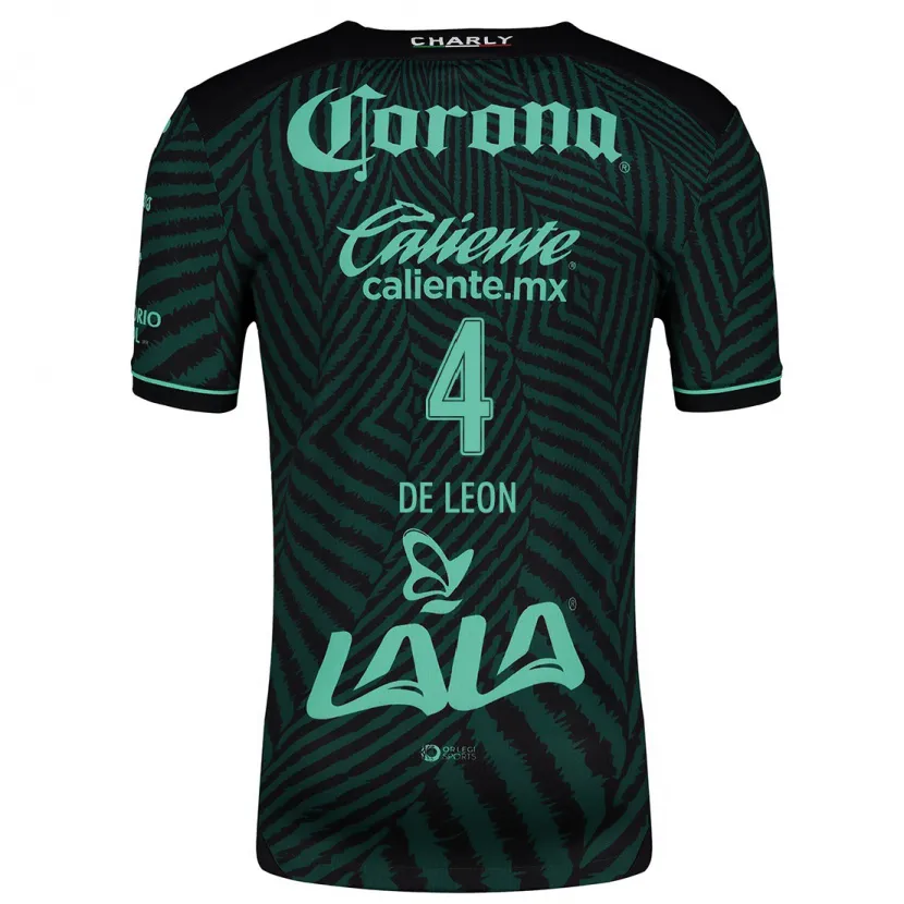 Danxen Hombre Camiseta Lourdes De León #4 Verde Negro 2ª Equipación 2024/25 La Camisa México