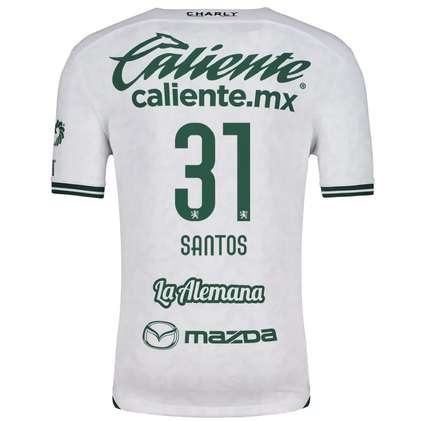 Danxen Hombre Camiseta Sebastián Santos #31 Blanco Verde 2ª Equipación 2024/25 La Camisa México