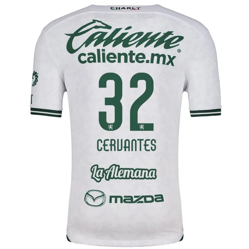 Danxen Hombre Camiseta Luis Cervantes #32 Blanco Verde 2ª Equipación 2024/25 La Camisa México