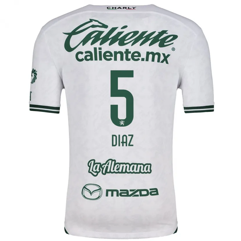 Danxen Hombre Camiseta Brenda Díaz #5 Blanco Verde 2ª Equipación 2024/25 La Camisa México