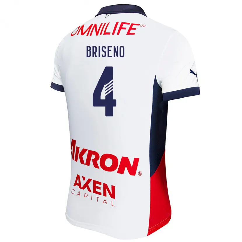 Danxen Hombre Camiseta Antonio Briseño #4 Blanco Rojo Azul 2ª Equipación 2024/25 La Camisa México