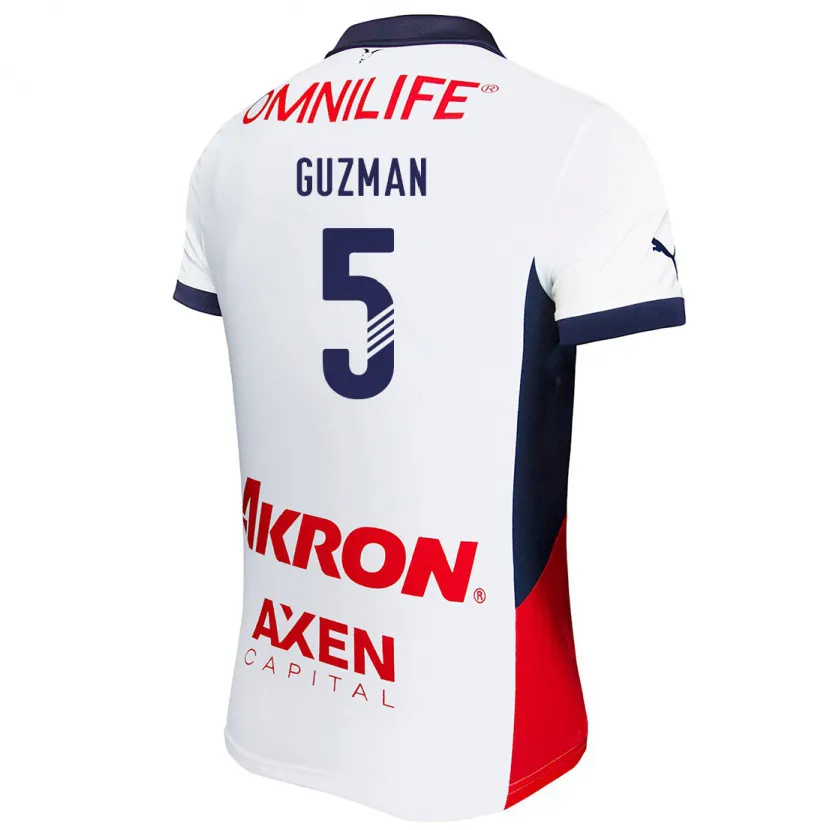Danxen Hombre Camiseta Víctor Guzmán #5 Blanco Rojo Azul 2ª Equipación 2024/25 La Camisa México