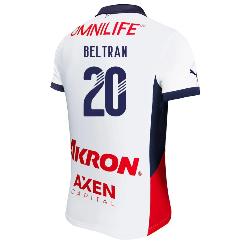 Danxen Hombre Camiseta Fernando Beltrán #20 Blanco Rojo Azul 2ª Equipación 2024/25 La Camisa México