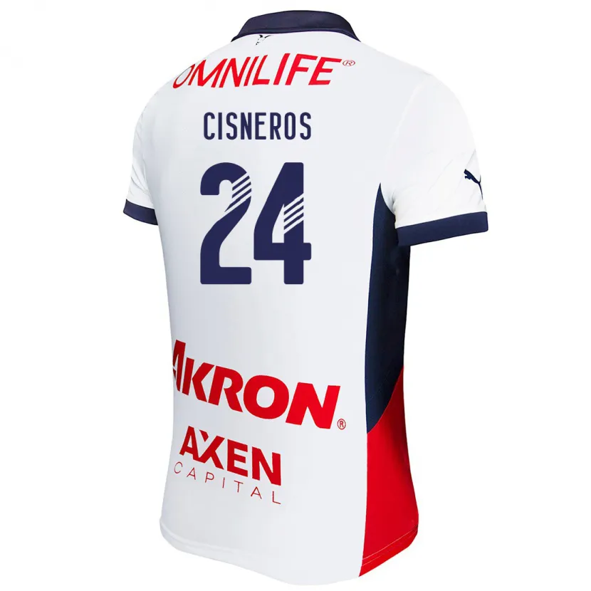 Danxen Hombre Camiseta Carlos Cisneros #24 Blanco Rojo Azul 2ª Equipación 2024/25 La Camisa México