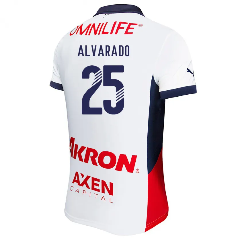 Danxen Hombre Camiseta Roberto Alvarado #25 Blanco Rojo Azul 2ª Equipación 2024/25 La Camisa México