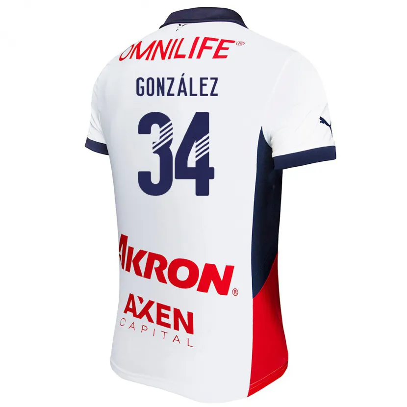 Danxen Hombre Camiseta Armando González #34 Blanco Rojo Azul 2ª Equipación 2024/25 La Camisa México