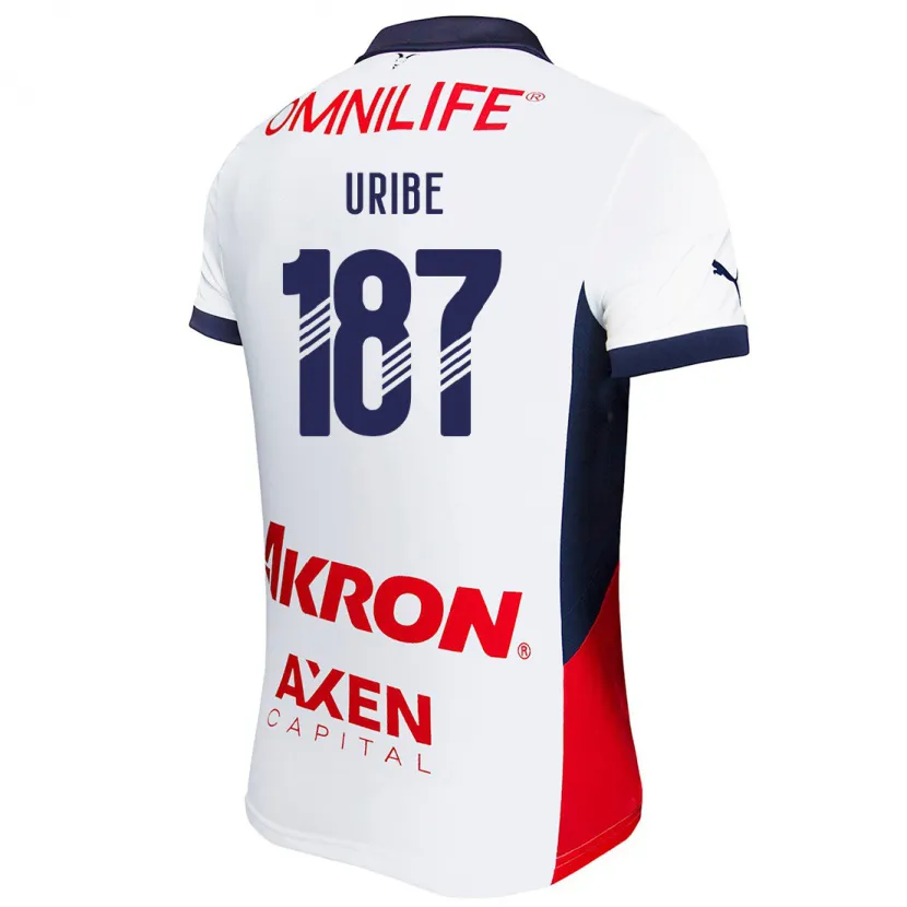 Danxen Hombre Camiseta Juan Uribe #187 Blanco Rojo Azul 2ª Equipación 2024/25 La Camisa México