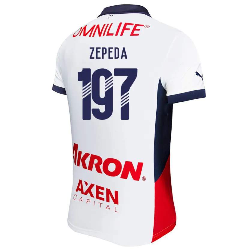 Danxen Hombre Camiseta Carlos Zepeda #197 Blanco Rojo Azul 2ª Equipación 2024/25 La Camisa México