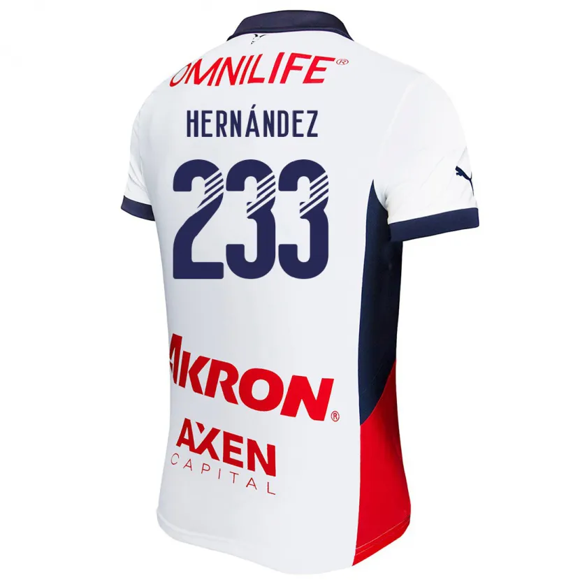 Danxen Hombre Camiseta Zinedine Hernández #233 Blanco Rojo Azul 2ª Equipación 2024/25 La Camisa México