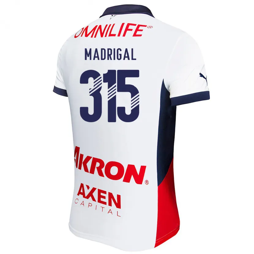 Danxen Hombre Camiseta David Madrigal #315 Blanco Rojo Azul 2ª Equipación 2024/25 La Camisa México