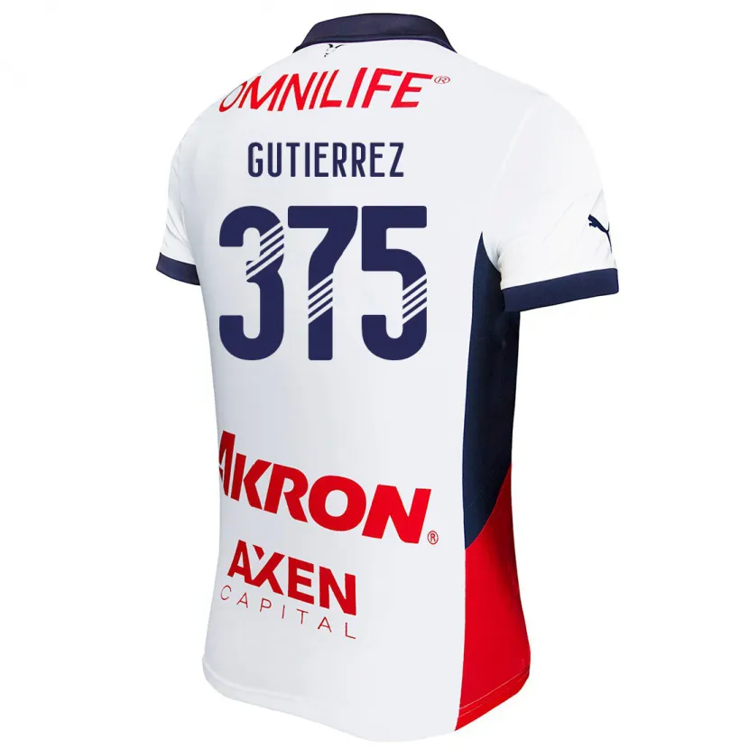Danxen Hombre Camiseta Gerson Gutiérrez #375 Blanco Rojo Azul 2ª Equipación 2024/25 La Camisa México