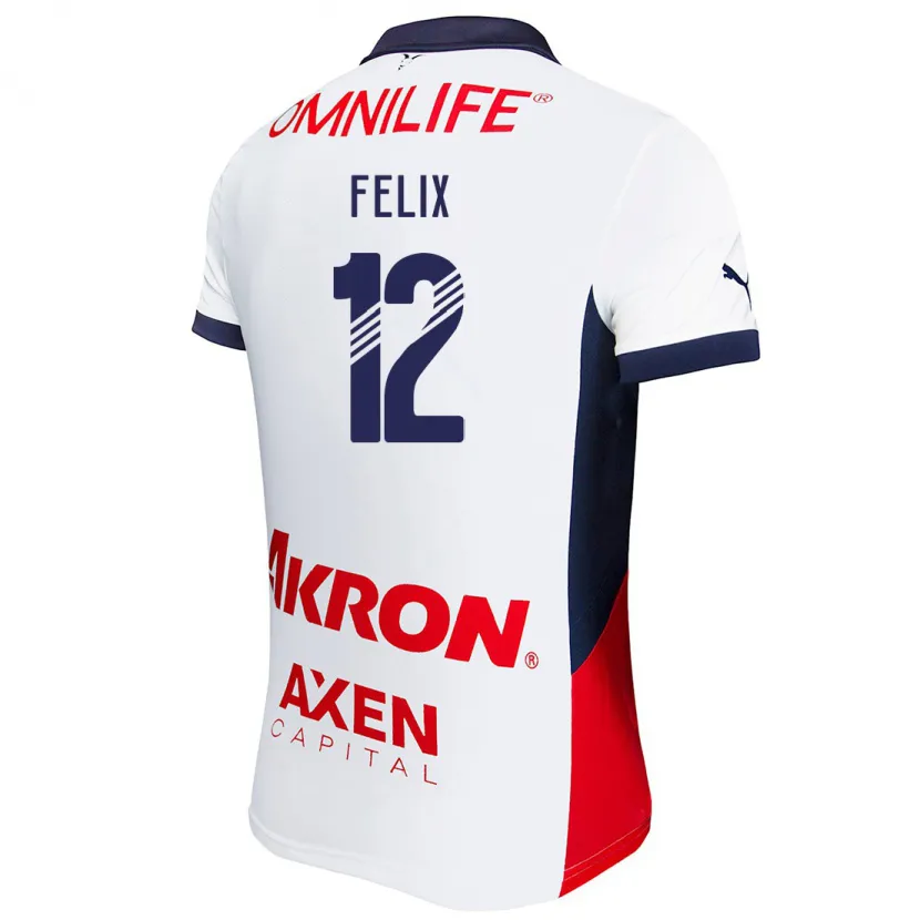 Danxen Hombre Camiseta Blanca Félix #12 Blanco Rojo Azul 2ª Equipación 2024/25 La Camisa México