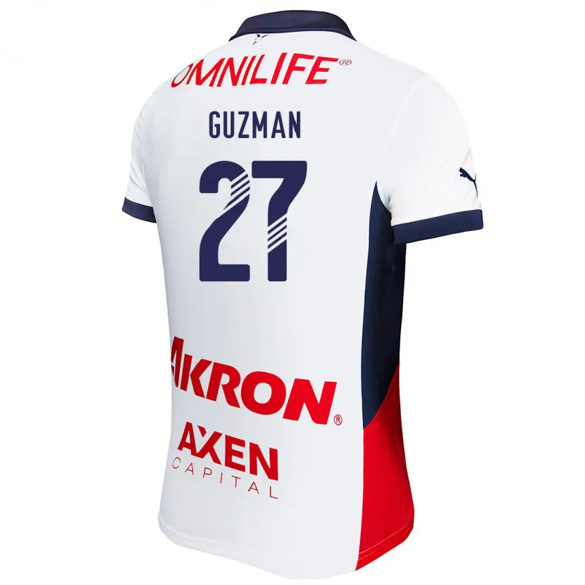 Danxen Hombre Camiseta Kinberly Guzmán #27 Blanco Rojo Azul 2ª Equipación 2024/25 La Camisa México