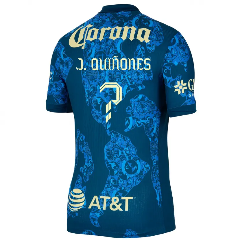 Danxen Hombre Camiseta Julián Quiñones #0 Azul Amarillo 2ª Equipación 2024/25 La Camisa México