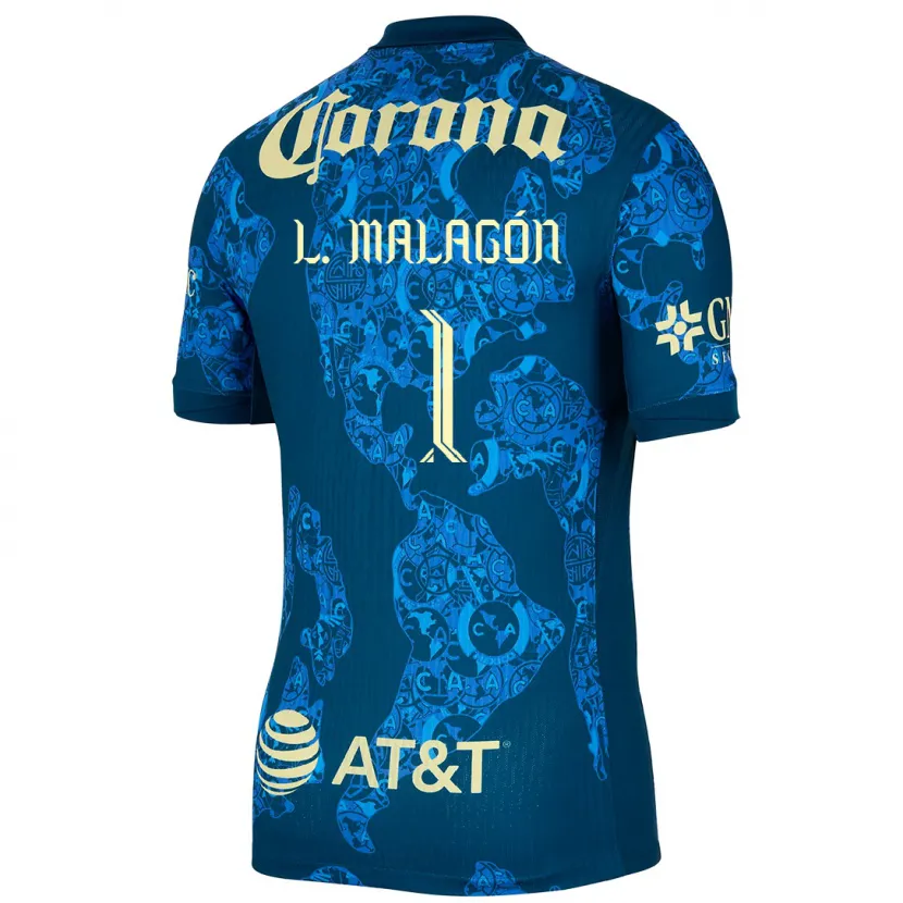 Danxen Hombre Camiseta Luis Malagón #1 Azul Amarillo 2ª Equipación 2024/25 La Camisa México