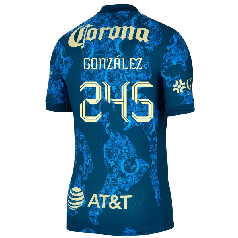 Danxen Hombre Camiseta Enrique González #245 Azul Amarillo 2ª Equipación 2024/25 La Camisa México