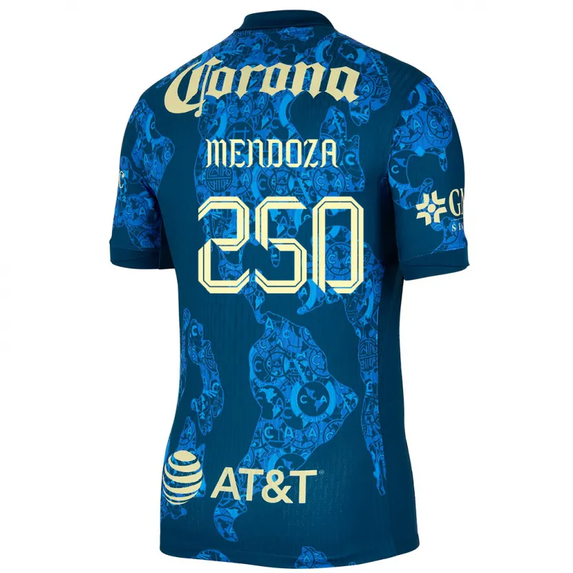 Danxen Hombre Camiseta Luis Mendoza #250 Azul Amarillo 2ª Equipación 2024/25 La Camisa México