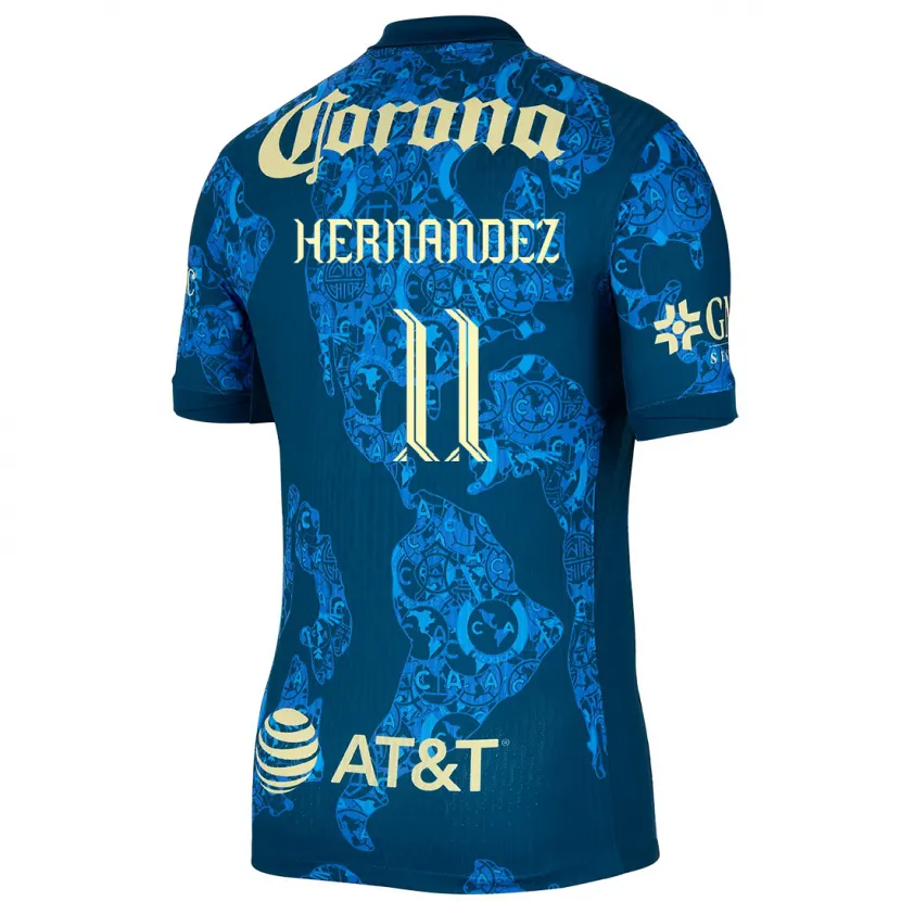 Danxen Hombre Camiseta Montserrat Hernandez #11 Azul Amarillo 2ª Equipación 2024/25 La Camisa México