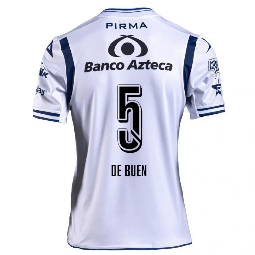 Danxen Mujer Camiseta Diego De Buen #5 Blanco Azul Marino 1ª Equipación 2024/25 La Camisa México