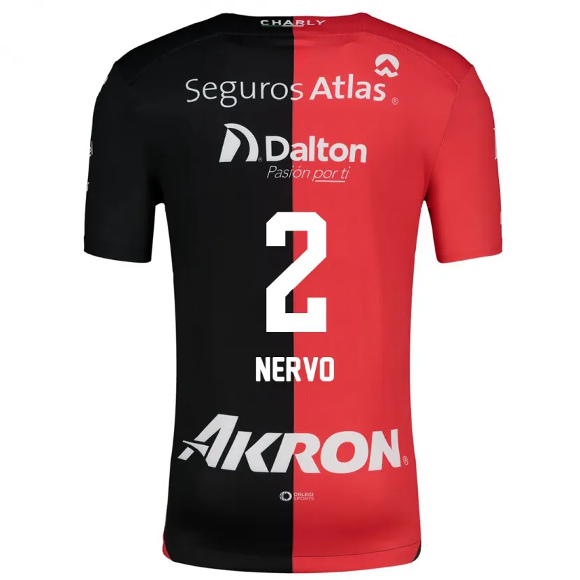 Danxen Mujer Camiseta Hugo Nervo #2 Negro Rojo 1ª Equipación 2024/25 La Camisa México